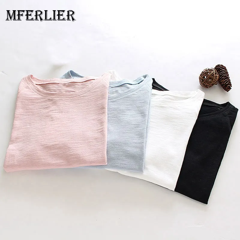 

Mferlier 2018 Summer New Simple Loose T Shirt Women O Neck Short Sleeve Split Hem Short Front Female Basic Summer Top