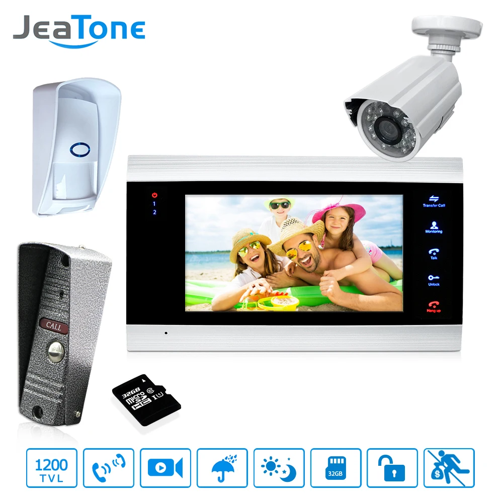 7'' Video Door Phone Intercom Doorbell Intercom With Extra Outdoor Camera/PIR/32G Card Access Control System Motion Detection 7'' Video Door Phone Intercom Doorbell Intercom With Extra Outdoor Camera/PIR/32G Card Access Control System Motion Detection