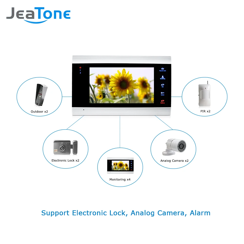  7 inch Touch Button Video Doorbell Intercom Waterproof Door Phone intercom 1 monitor + 1 doorphone 