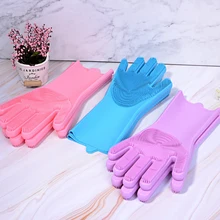 Волшебные силиконовые моющиеся перчатки для посуды кухонные силиконовые перчатки пищевая тарелка моющиеся перчатки для чистки домашних животных, розовый красный/фиолетовый/синий