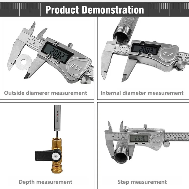 Водонепроницаемый 150 мм 6 дюймов цифровой штангенциркуль IP54 Нержавеющая сталь ЖК-дисплей Электронный штангенциркуль датчик m/в микрометра