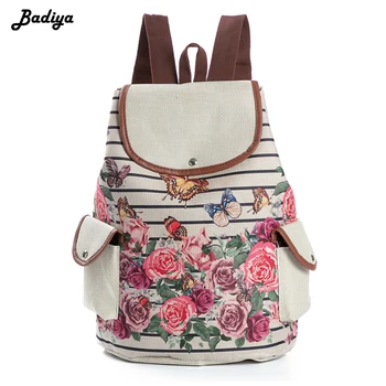 

2019 New Backpack for Women Fruit Printing Canvas Drawstring Stundets Backpacks School Shoulder Bags Ladies Travel Laptop Bag