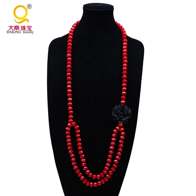 Chinese necklace costume jewelry knotted crystal chain necklace designs