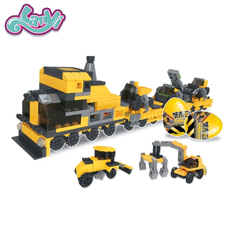 Lanyitoys Engineering cars 12 in 1 Legoing Model Building Blocks legoeds Toy Kit DIY assembled spell insert block Gift For Boys