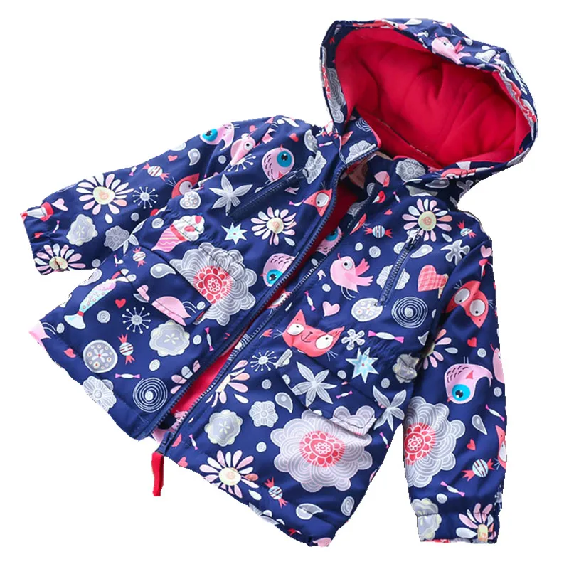 

Winter Jacket For Gilrs coat hooded worm Flower Animal Kids jacket for Girls Clothes Fashion Baby Outerwear Children Clothes
