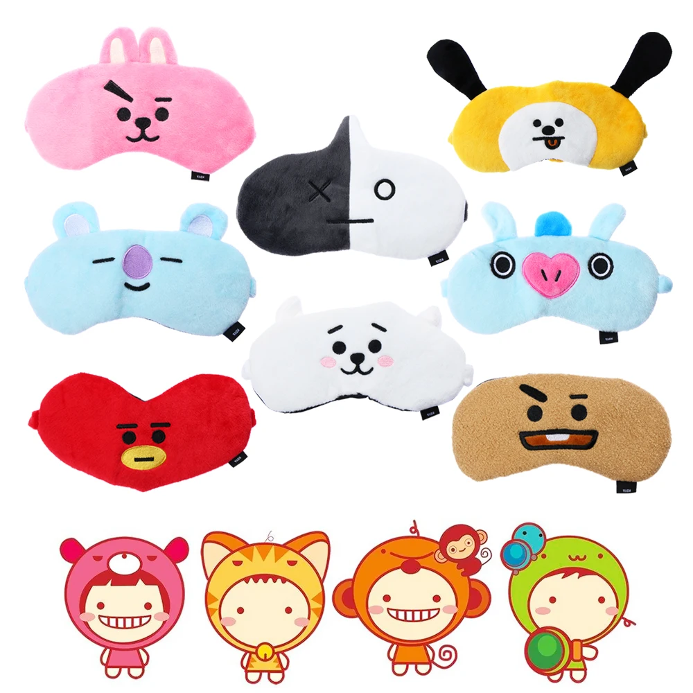 

Soft Cute Kpop BTS Bangtan Boys Rest Sleep Mask BT21 Suga TATA Chimmy RJ Cooky EyeShade Eye Masks Patch Eyes Care Tools