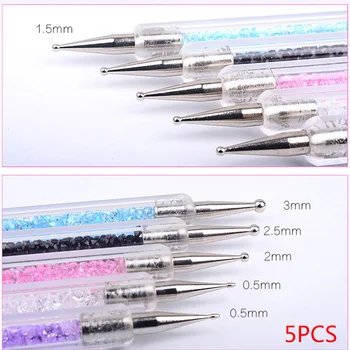 

5pcs/set 2 Way Dot Pen Nail Rhinestones Acrylic Nail Art Rhinestones Decoration Nail Decoration Painting Brush Nails Tools