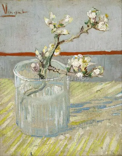 

vincent van gogh Blossoming Almond Branch in a glass giclee print on canvas for home decoration and wall art for living room