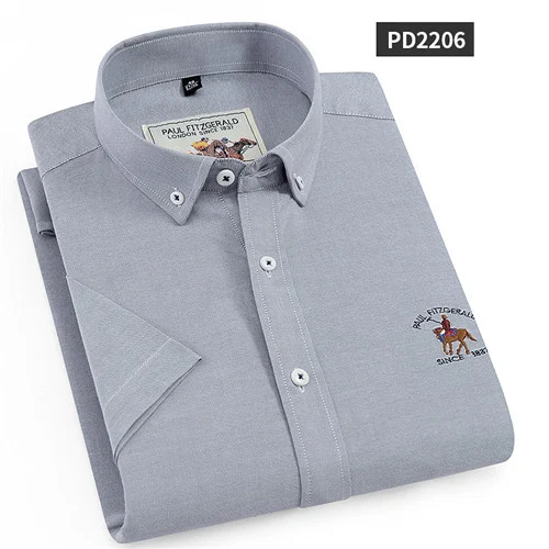 Unisplendor, хлопок, мужские рубашки с коротким рукавом, летняя мужская одежда, деловые, вечерние, мужские рубашки, повседневные, мягкие, топ, бренд YN10484 - Цвет: PD2206