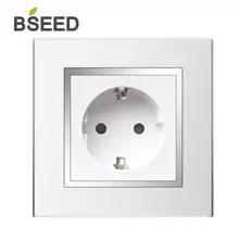 BSEED Европейская мощность 16А электрическая настенная розетка 4 цвета одна пластиковая деревянная зеркальная панель электрическая розетка 110 V-250 V розетка