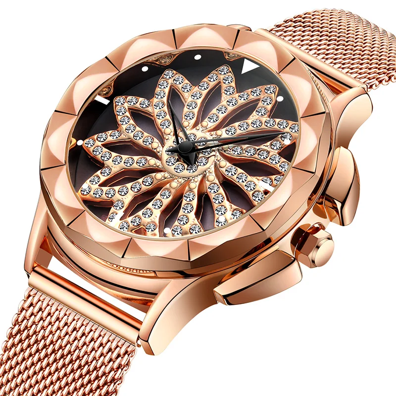 Luxury Crystal Rose Gold Women Watches Creative Full Rhinestone