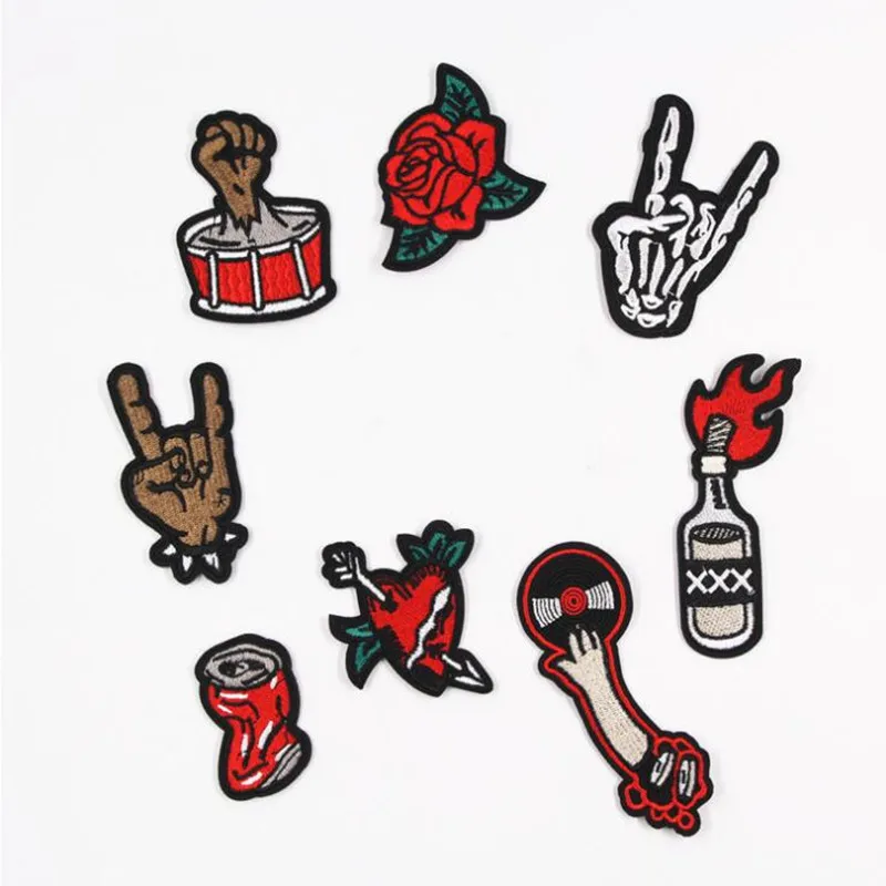 Black Red Skull Finger Hand Patch Embroidered Iron On Patches For ...