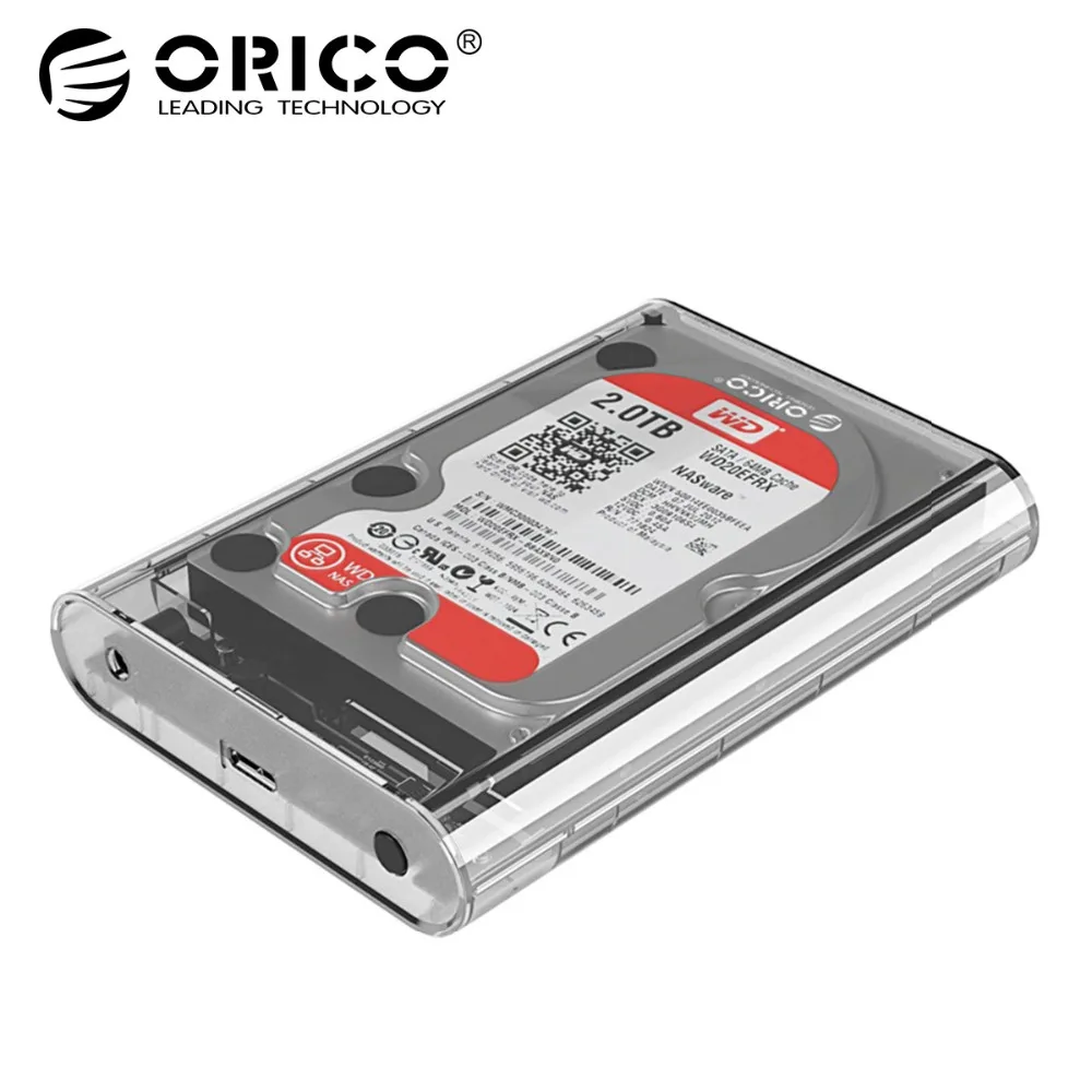 

ORICO 3139 Transparent PC 3.5 Inch USB3.0 to Sata 5Gbps External Hard Drive HDD Enclosure 8TB Tool Free Support Windows XP MAC