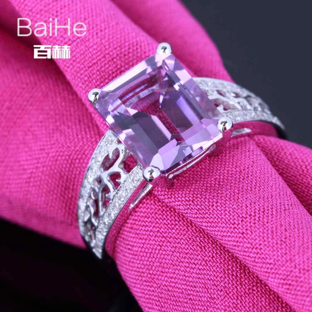 Женское кольцо с аметистом BAIHE Настоящее серебро 925 пробы 3.24CT сертифицированное