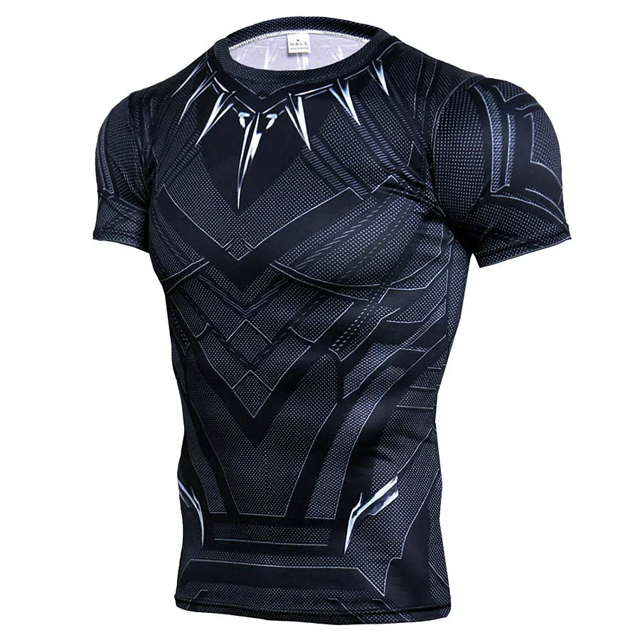 

Rashgard Man Short Sleeve Sport Shirt Men Black Panther Supermen 3D T Shirt Compression Men's Running T-shirts Fitness Top MMA