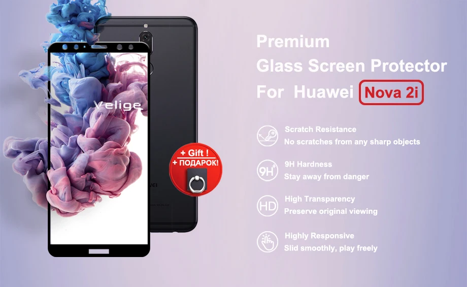Velige Full Cover Tempered Glass for Huawei Nova 2i Nova2i 2 i Screen Protector Real 2.5D 9H Hardness Safety Glass (5)