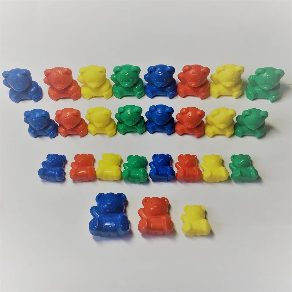 Для малышей и детей постарше Ранние Обучающие Развивающие игрушки guaiguai медведь Монтессори счетчик игрушка комплект на всю семью медведь, четыре цвета, три размера 96 шт./пакет