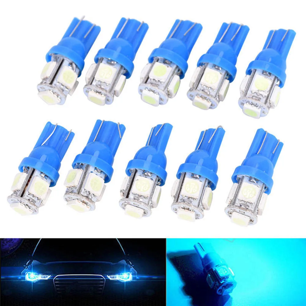 10 шт. Автомобильные светодиодные лампы T10 SMD 5050 5 LED W5W 194 168 921 2825|Сигнальная лампа| |