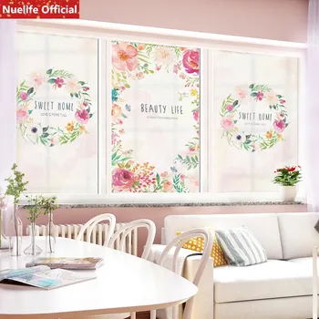 

Custom size Color flower pattern electrostatic frosted glass film living room bedroom kid room wedding room shop pvc opaque film