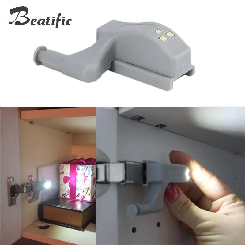 

Inner Hinge LED Sensor Under Cabinet Lights For Kitchen Bedroom Closet Wardrobe Night Light Battery Operated
