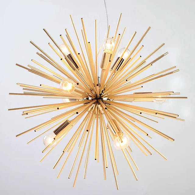 

Post-modern Hedgehog Gold Pendant Lights Living Room Bedroom led radiation sphere art Personality design pendant lamp