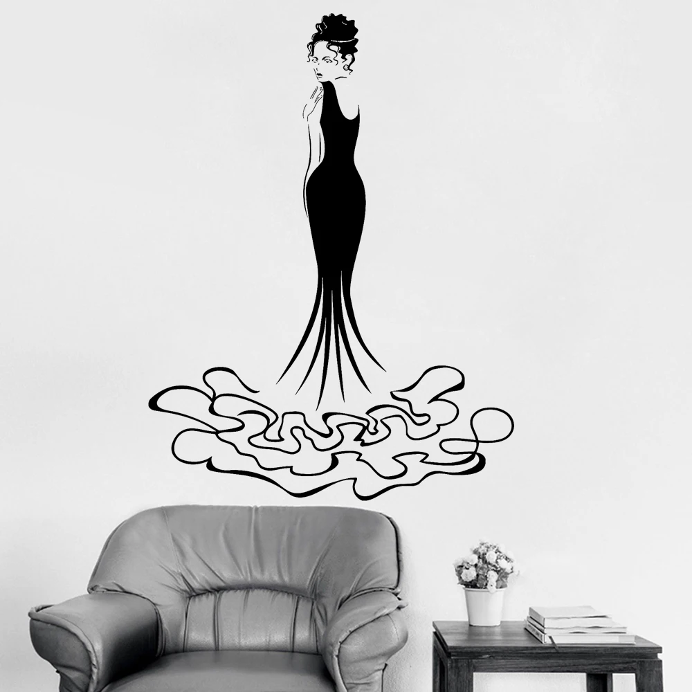 ig501 Wall Stickers Vinyl Decal Beautiful Girl Long Dress Fashion ig501 Wall Stickers Vinyl Decal Beautiful Girl Long Dress Fashion