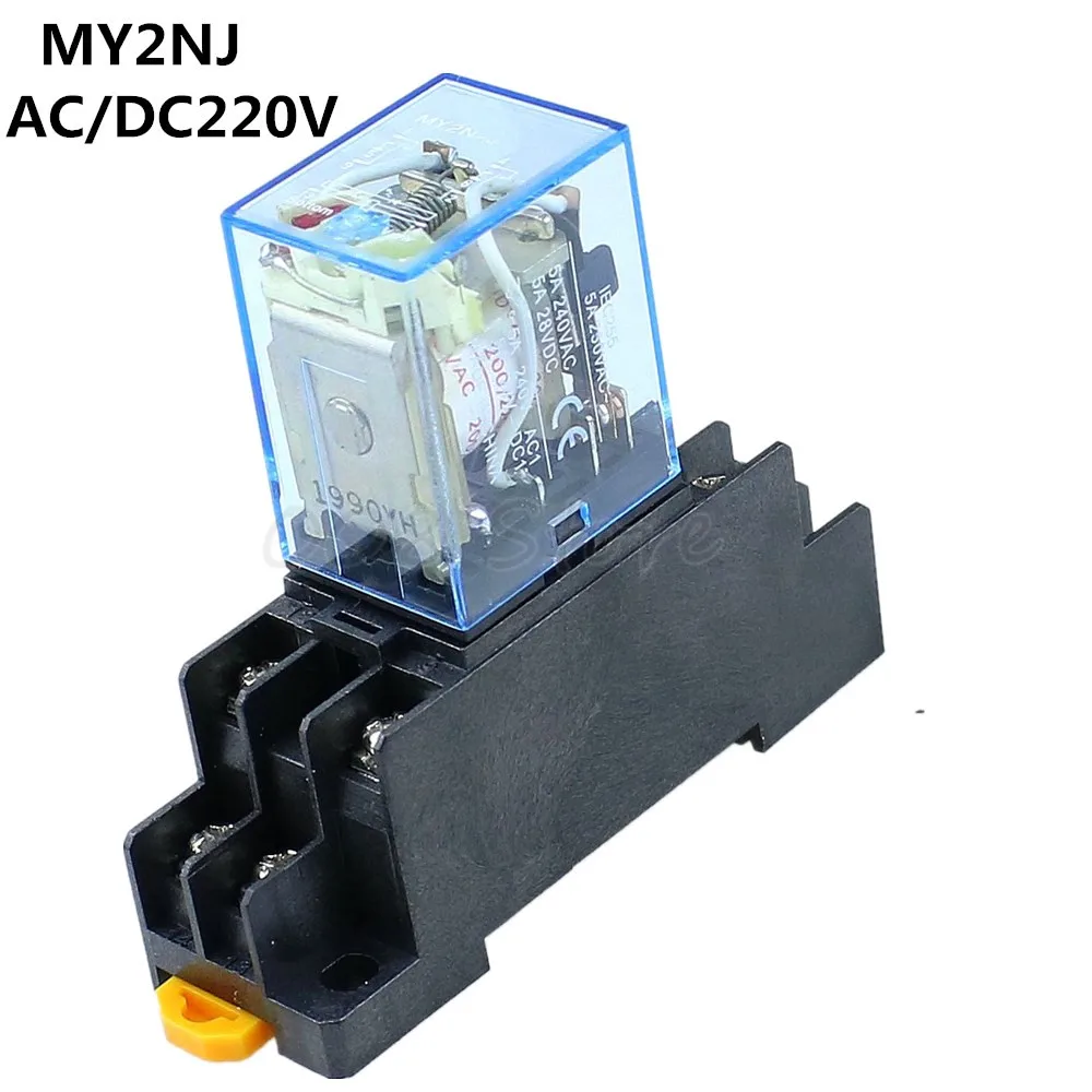 

MY2P HH52P MY2NJ Relay Coil General DPDT Micro Mini Electromagnetic Relay Switch with Socket Base LED AC 220V