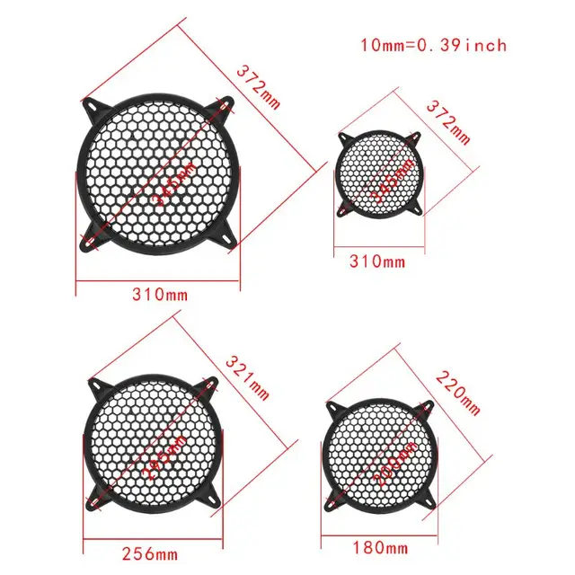 AICARS Lot De 2 Grilles De Haut-parleur En Mu00e9tal Pour Caisson De Basses 30,5 Cm