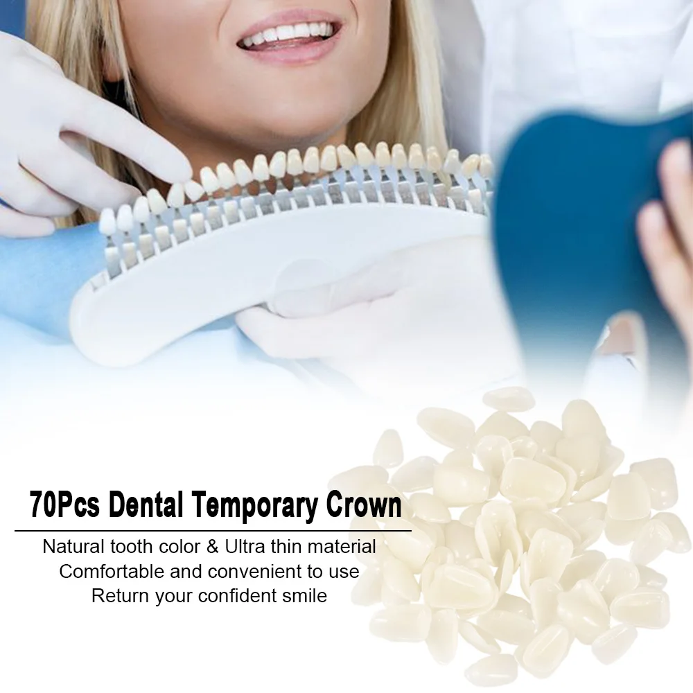 

70Pcs Dental Temporary Crown Ultra-Thin Tooth Patch Porcelain Materials for Anterior Teeth Molar Teeth Veneers Provisionals