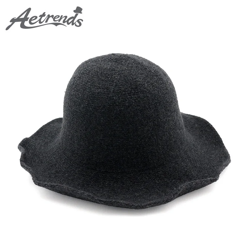 [AETRENDS] женские шерстяные шапки для женщин Шерстяная Вязаная Шляпа Fedora панама Z