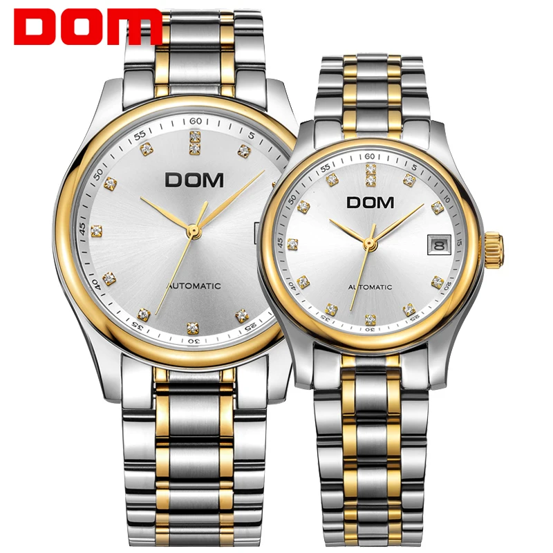 

DOM Top Brand Lovers Couples Quartz Men Watch Women Automatic Clock Watches Ladies Dress Waterproof Wristwatch M 95G 7M+G 95G 7M