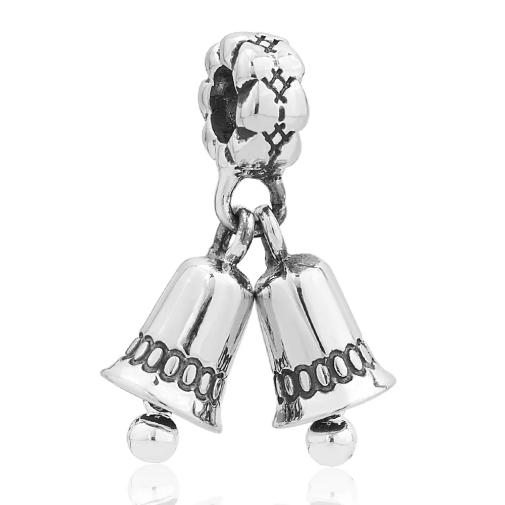 free shipping 925 silver european bell bead hanging dangle charm fit