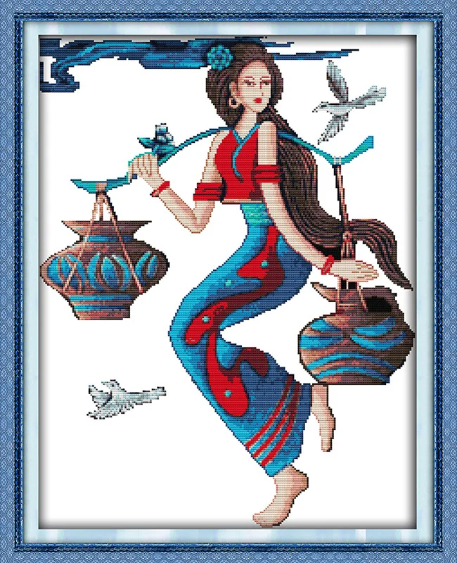 

A good harvest national women Printed Canvas DMC Counted Cross Stitch Kits printed Cross-stitch set Embroidery Needlework