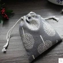 Ручной работы из хлопка и льна сумка нарисованная веревка дерево маленький Подарочный мешок хранения ювелирных изделий 50 шт./лот(14 см* 16 см) для стерлингового серебра