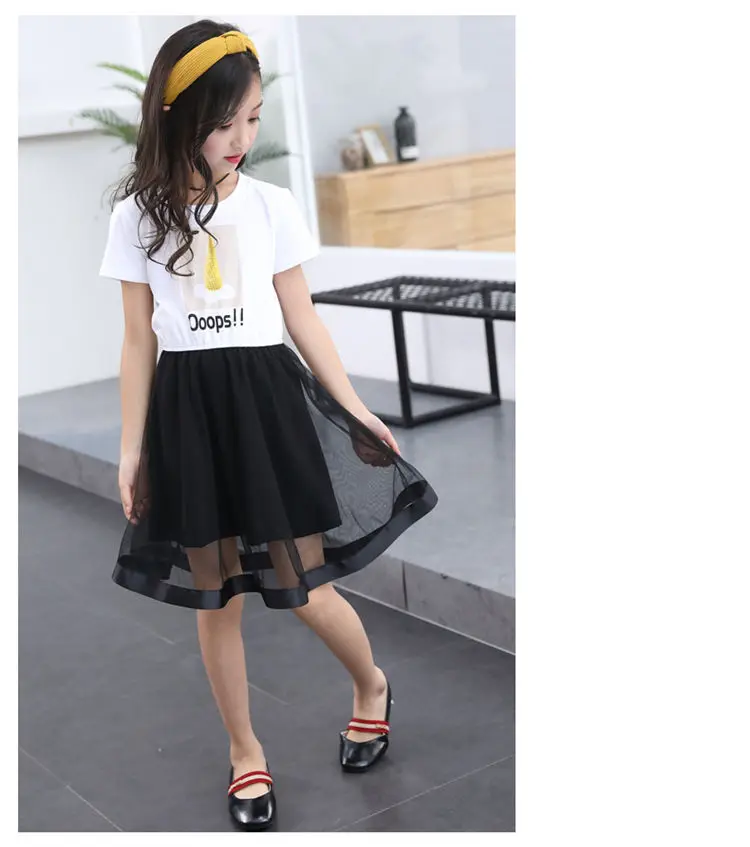 3-12 y kids girl summer dress 2019 black mesh princess dresses teenager girls dress 10 to 12 years old child clothes On Sales (3)