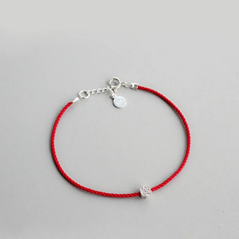 La MaxZa, браслеты из стерлингового серебра 925 пробы с красной нитью для женщин, женские браслеты из серебра 925 пробы, браслет из красной веревки с цветком сливы