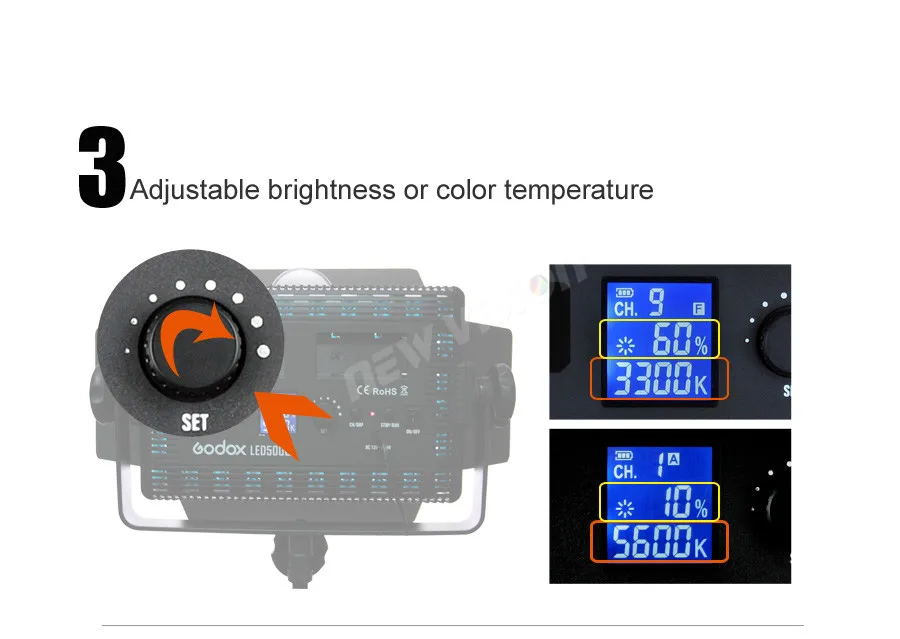 Godox светодиодный 500 W 5600 K белая лампа Светодиодный Свет непрерывного освещения беспроводной пульт дистанционного управления