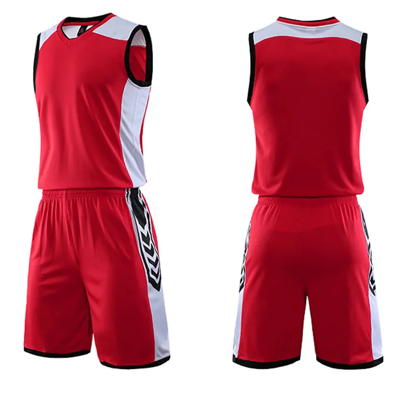 Высококачественная майка баскетбольная для мужчин и женщин, комплект, пустой тренировочный костюм для колледжа, дышащая баскетбольная форма по индивидуальному заказу - Цвет: 713 red