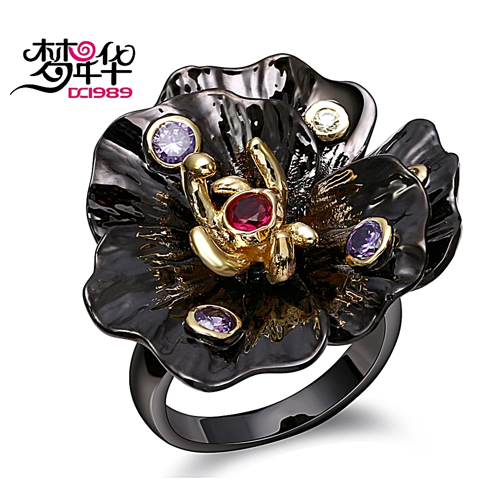 DreamCarnival 1989 Lotus Flower Rings Purple Red CZ ...