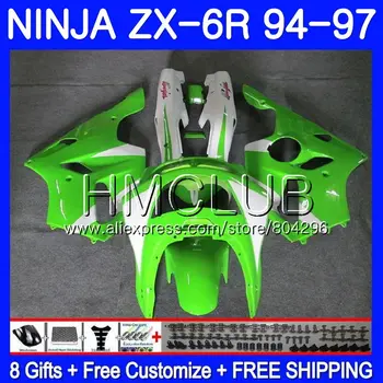

Bodys For KAWASAKI NINJA ZX 636 600CC ZX6R 94 95 96 97 21HM.14 ZX636 ZX-6R 94 97 ZX 6R 1994 1995 1996 1997 Fairing Cowling green