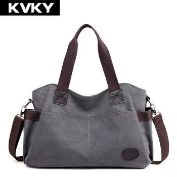 

KVKY Brand Women Canvas Bags Large Capacity Casual Handbags Shoulder Bag Female Crossbody Bag For Women Tote Bags Bolsa Feminina