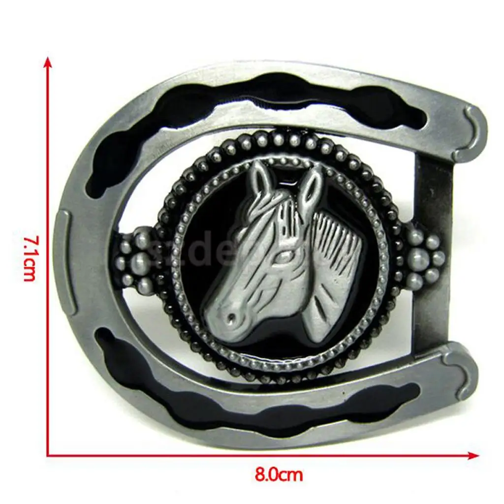 3D Cool Horseshoe Horse Head Belts Buckles Mens Horse Shoe Buckle Metal Animal Vintage Western Cowboy