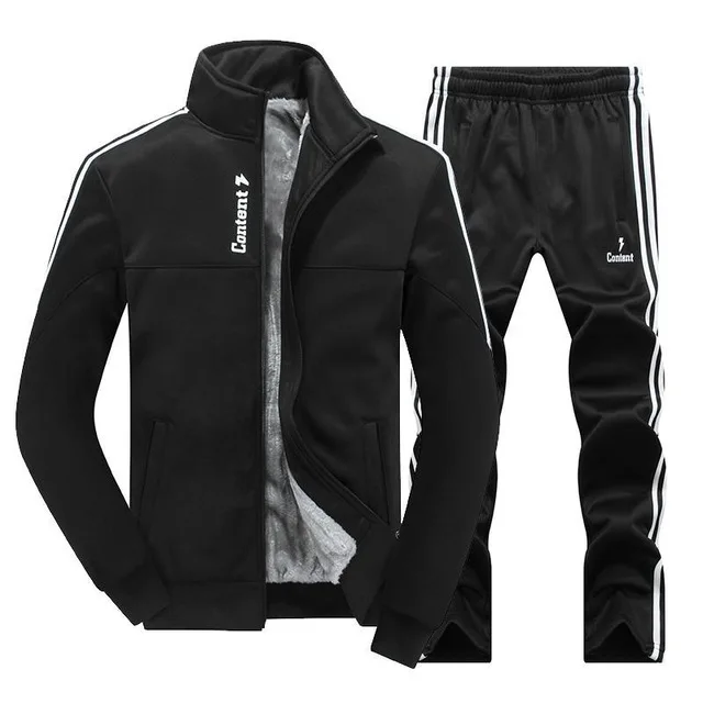 Мужской утепленный спортивный костюм дизайнерский принт размера плюс зимние толстовки флисовые толстовки Мужская спортивная одежда Moletom Masculino - Цвет: SH132 Black Warm