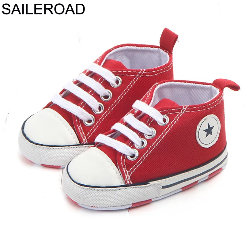 Saileroad 0-18months lienzo deporte Zapatos de bebé recién nacido Niños Niñas Primeros pasos infantil Toddler Soft sole prewalker sneakers