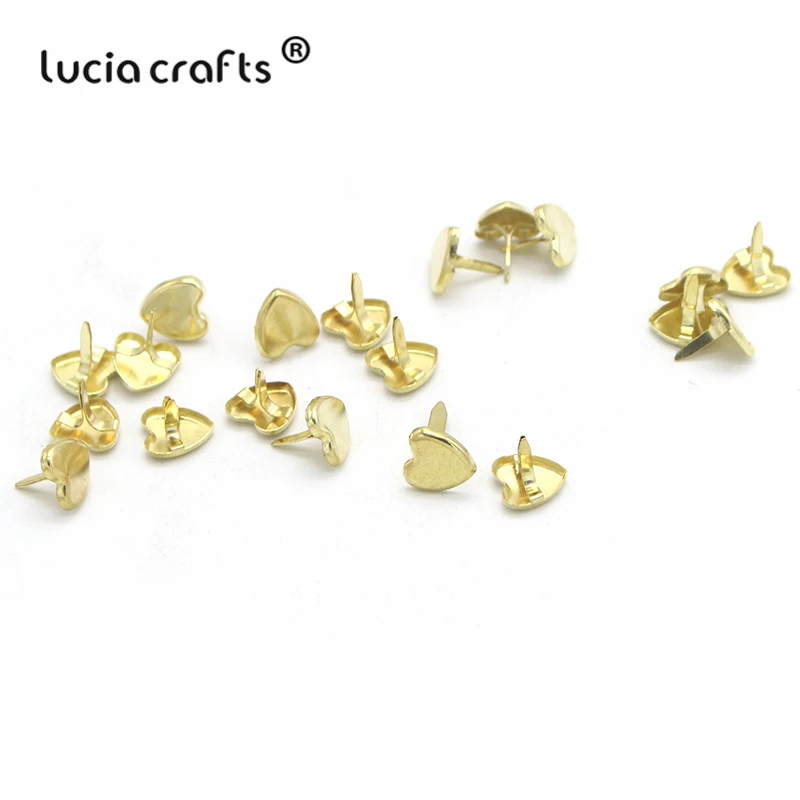 Lucia crafts 50 шт 9 мм золотые железные сердце штифтики для скрапбукинга, украшение из металла ручной работы DIY украшения аксессуары G0910