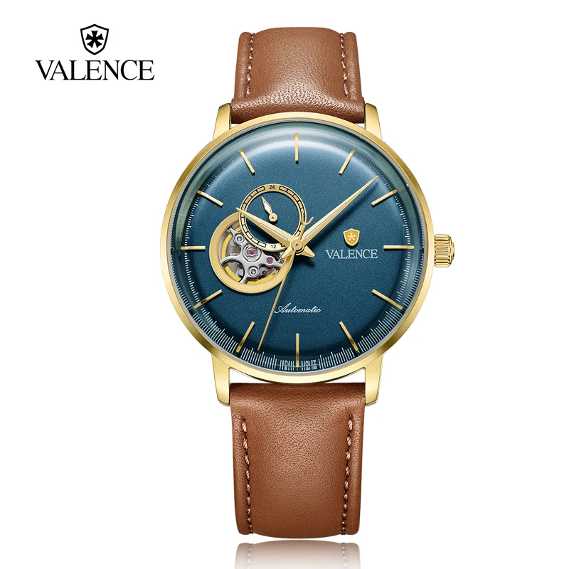 

Valence Top Luxury Brand Men's Business Watch Self wind Automatic Clock Skeleton Face Japan Movt 50M Waterproof Relojes VC-074