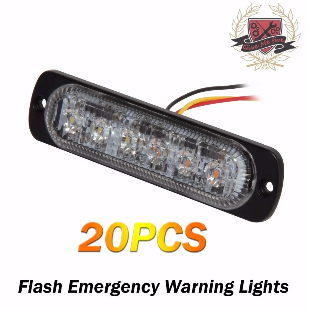 20PCS Super Bright 6 LED Car Truck Van Side Strobe Light Warning