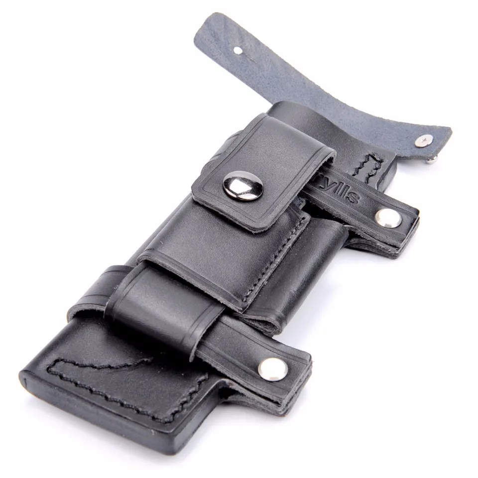 Straight Man made Leather Belt Sheath Scabbard 20x6.5cm For 6.5" Fixed Knife Black Color For