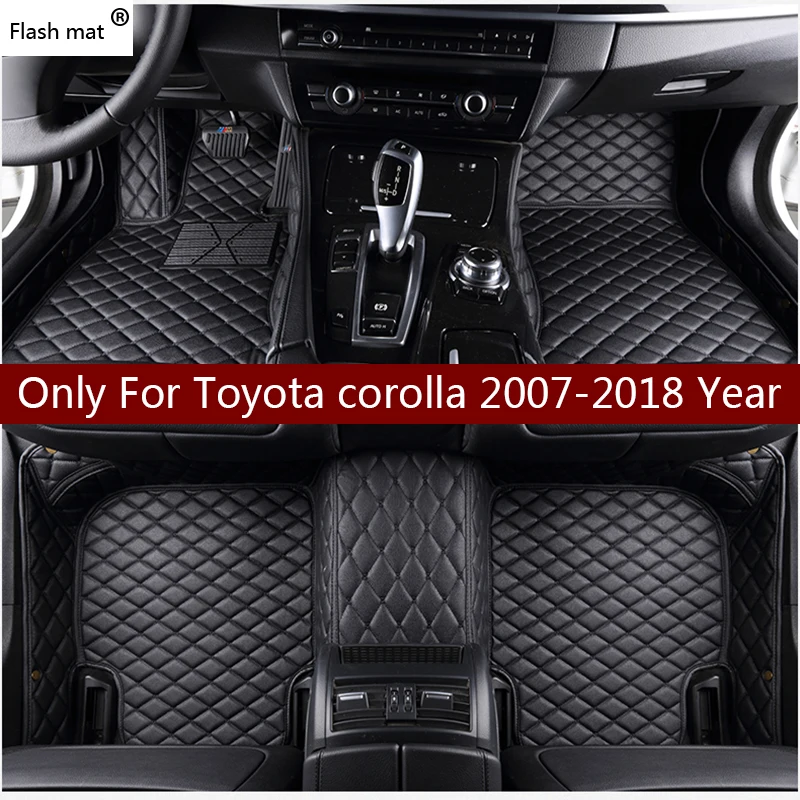 Meilleur Flash tapis en cuir tapis de sol de voiture pour Toyota corolla 2007 2014 2015 2016 2017 2018 Personnalisé auto patins automobile tapis couverture
