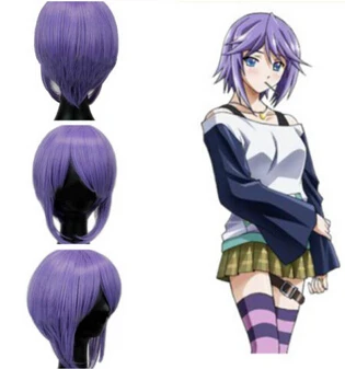 parrucca perruque 0000128 NWomen Anime Cosplay Costume Purple Hair short Straight Wig |